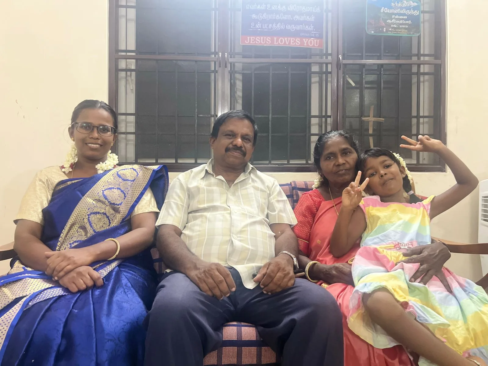 Making Double Peace Signs With My Family Today!
